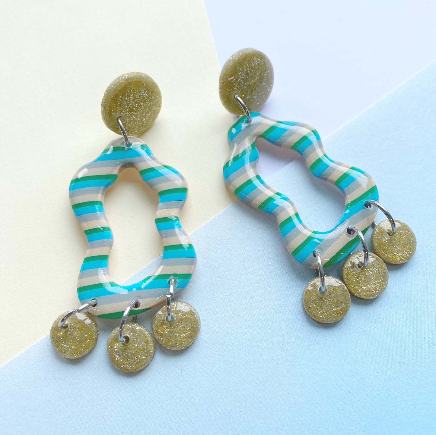 Wiggle Stripe Hoops - The Argentum Design Co